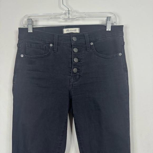 Madewell Tall 9" High-Rise Skinny Jeans Berkeley Black Button Fly Size 27 T Long - Picture 4 of 13